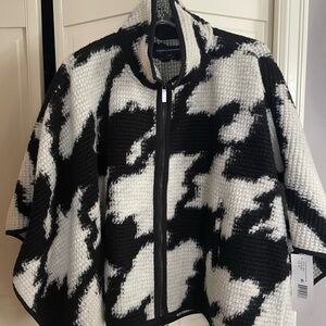 French Connection Black and White Cape Jacket